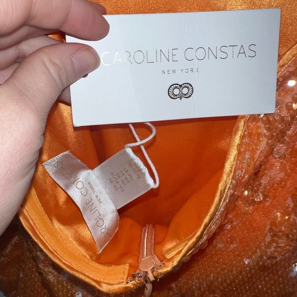 Caroline Constas Bright Orange High Neck Embellished Loud Luxury Maximalist NEW - Picture 12 of 13